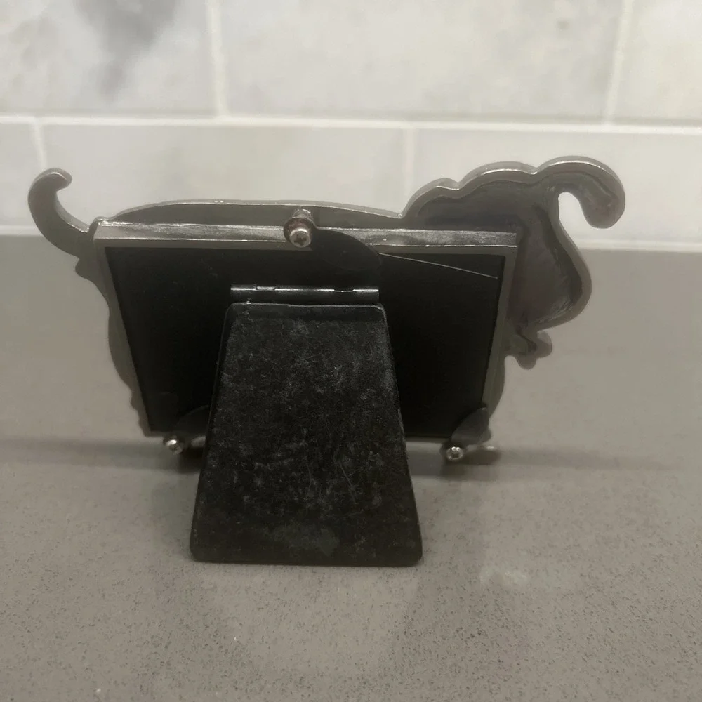 Silver Metal, Dog Shaped, Photo Holder By Ganz
